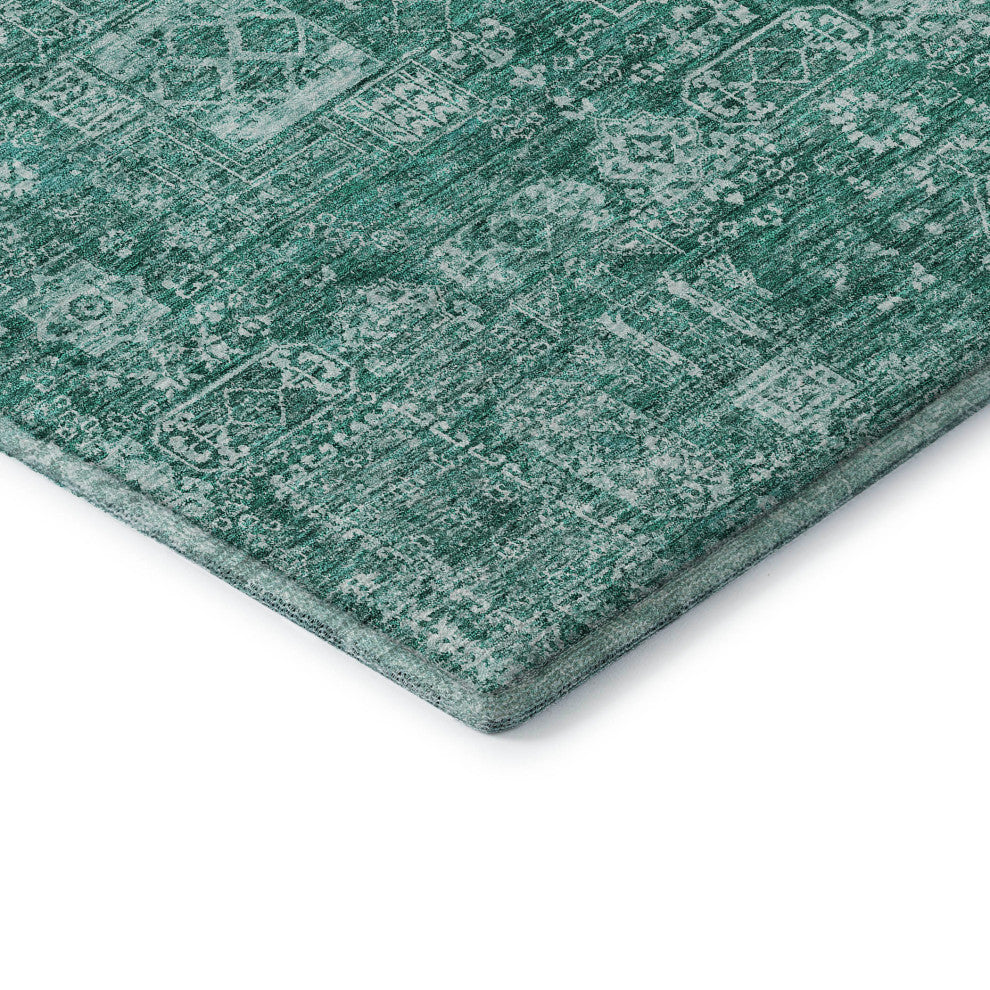 Premium Machine Washable Mayfield AMF637 Teal 8' x 10' Rug