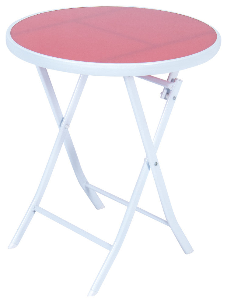 LeisureMod Outdoor Bistro Folding Table Chairs Set, Red