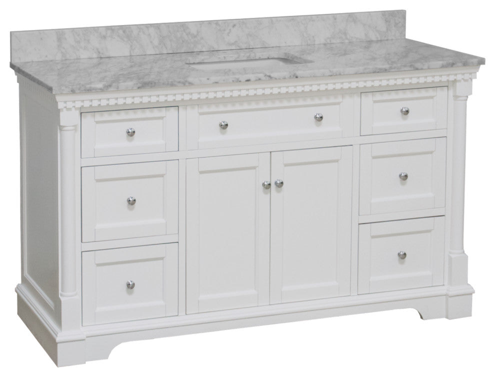 Sydney 60" Bathroom Vanity, White, Carrara Marble, Single Sink