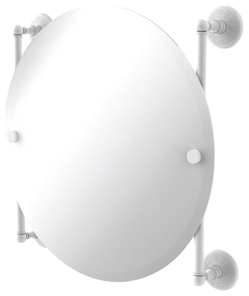Monte Carlo Round Frameless Rail Mounted Mirror, Matte White