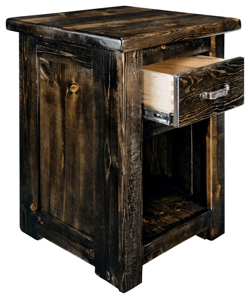 Big Sky Collection Rugged Sawn One Drawer Nightstand, Jacobean Stain, 25"H