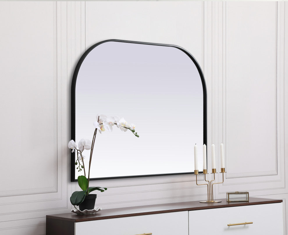 Metal Frame Arch Mirror 40X30 Inch, Black