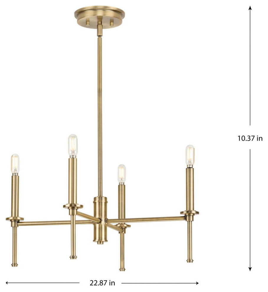 Elara Collection 22.87" 4-Light Vintage Brass Chandelier Light