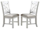Fabric And Wooden Side Chair Of 2 with Backrest, Distressed White