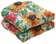 Sunflowers Sunburst Wicker Seat Cushion, Set of 2