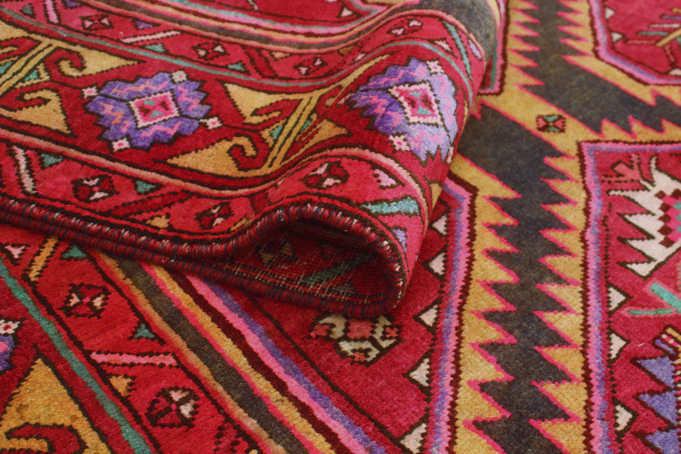 Fine Vintage Distressed Adairis Red/Charcoal Runner, 4'9x10'6