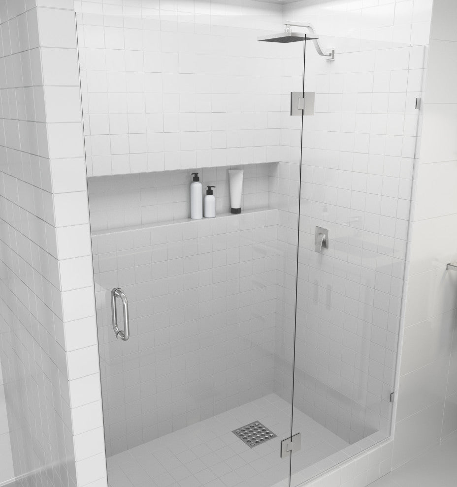 78"x62" Frameless Shower Door Glass Hinge, Brushed Nickel