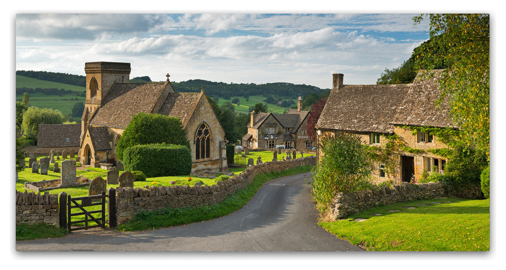 Adam Burton 'Village with a View' Canvas Art, 32"x16"