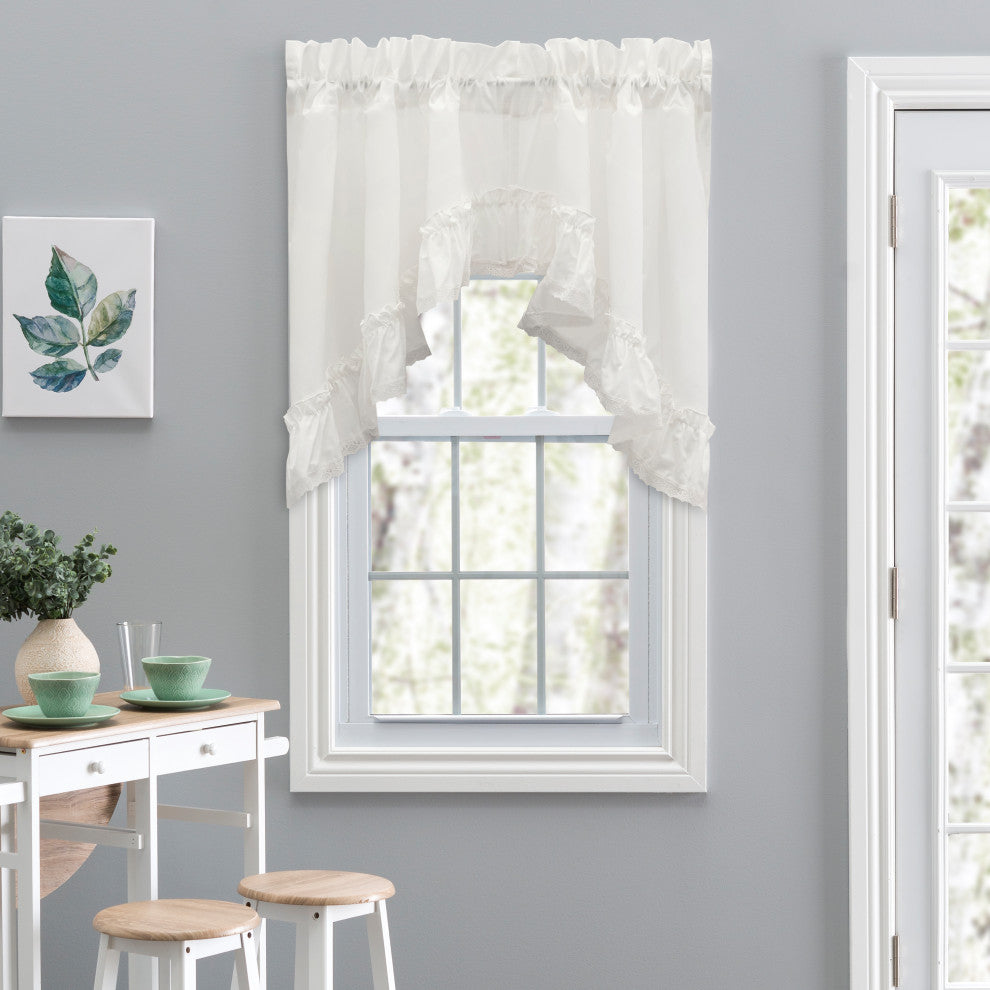 Madelyn 82" x 38" Ruffled Victorian Swag, Natural