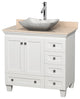 Acclaim White Vanity, 36", Avalon White Carrera Marble, Ivory Marble