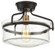 1-Light Semi-Flush Mount, Oiled Rubbed Bronze and Brass