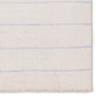 Label J Ryn SAV02 Striped Ivory and Blue Runner Rug, 2'6"x8'