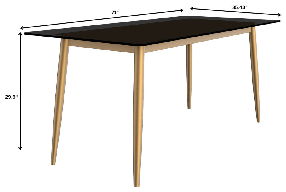 Zayle Dining Table with Rectangular Tabletop in Steel, Black, 71" Wide