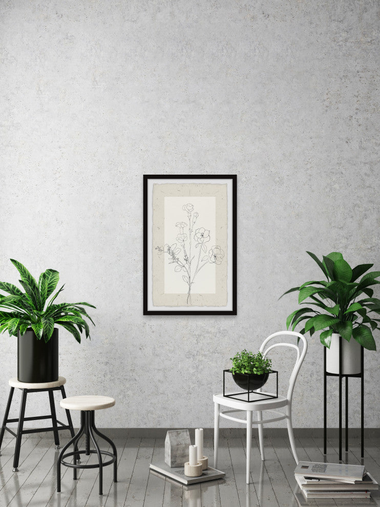 "Flower Line" Framed Painting Print, 24x36