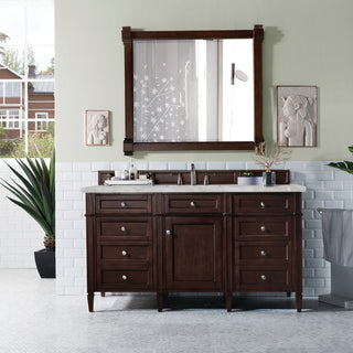 Brittany 60" Single Vanity, Burnished Mahogany, Victorian Silver Quartz
