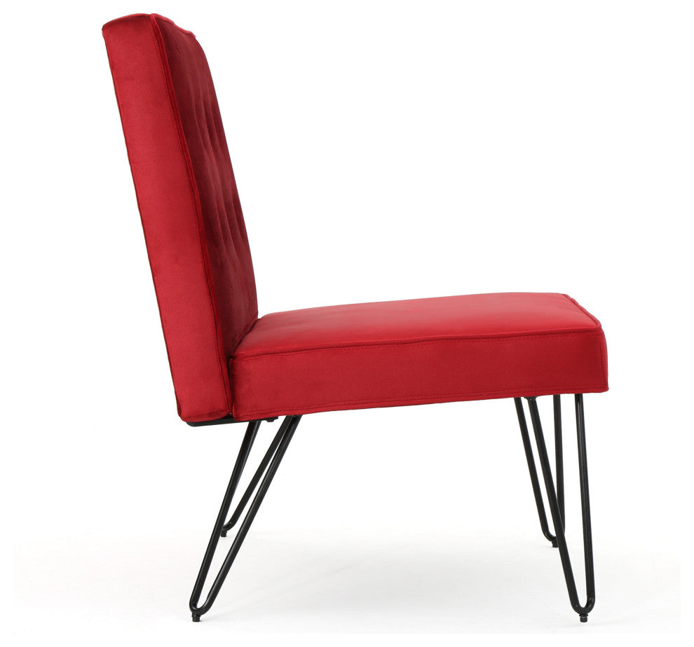 GDF Studio DuSoleil Velvet Modern Armless Chair, Berry