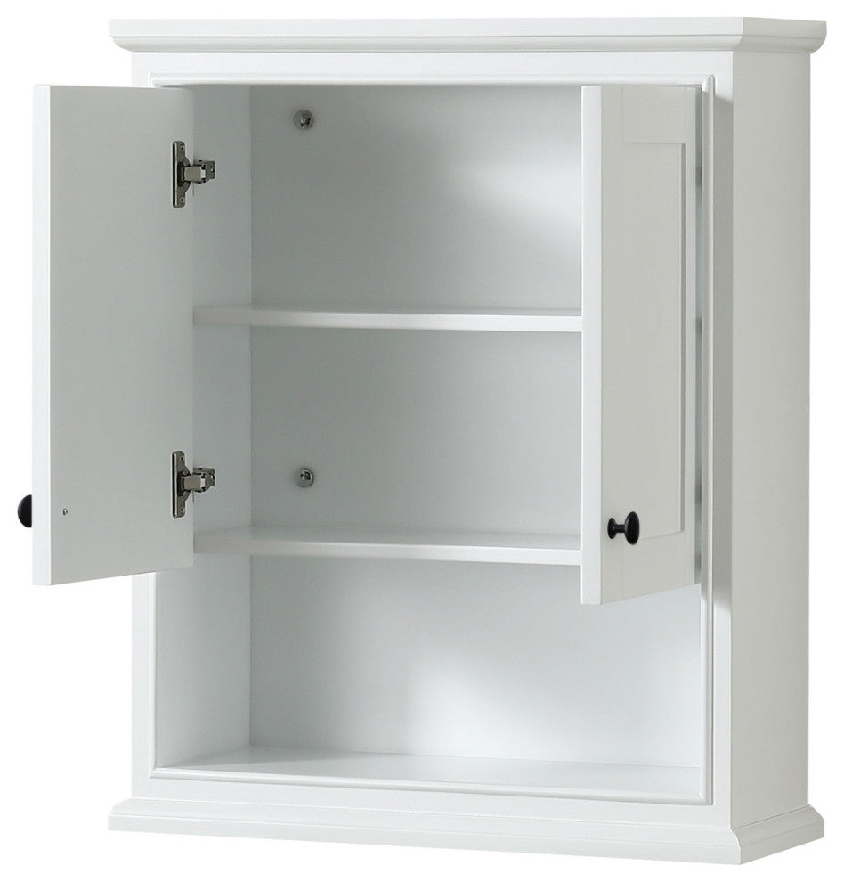 Deborah Over-the-Toilet Wall-Mounted Storage Cabinet, White With Black Trim