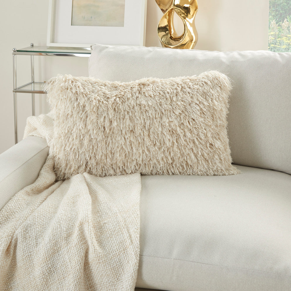 Mina Victory TL048 Throw Pillow, Ivory, 14" x 24"