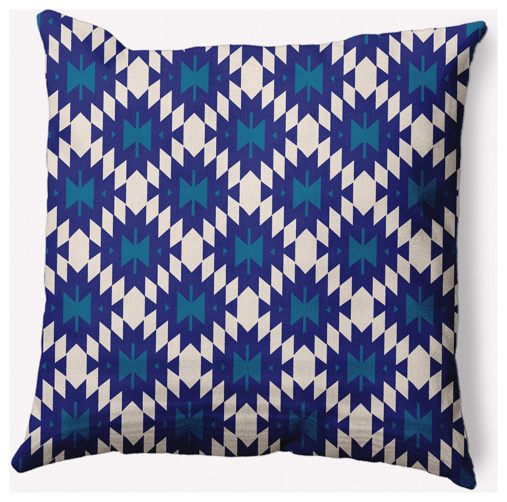 20" x 20" Geo Craze Indoor/Outdoor Polyester Throw Pillow, Autumn Blue