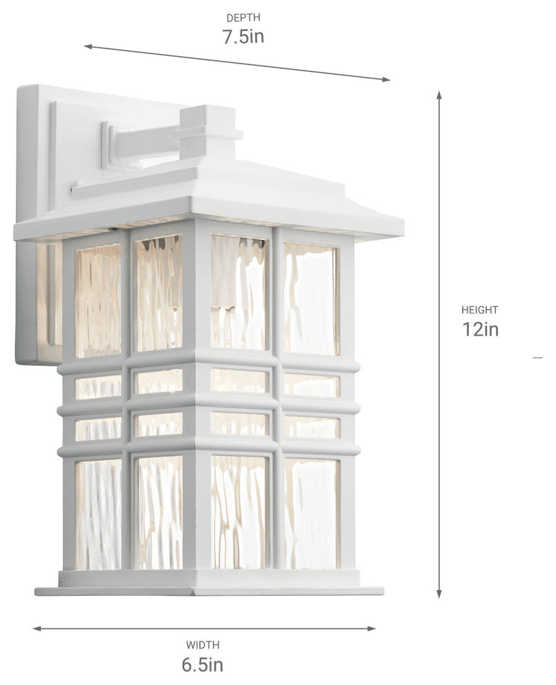Beacon Square 12" White Outdoor Wall 1-Light