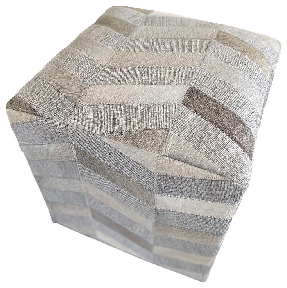Decor Maisonette Geometric Pouf Caleb, Brown, 18"