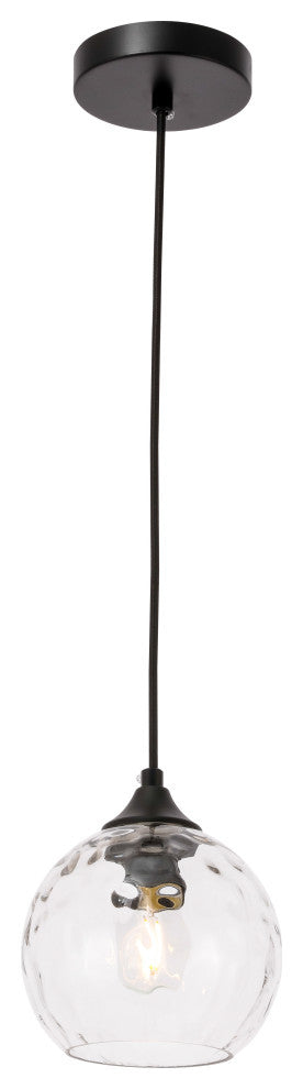 Black Finish And Clear Glass 1-Light Pendant