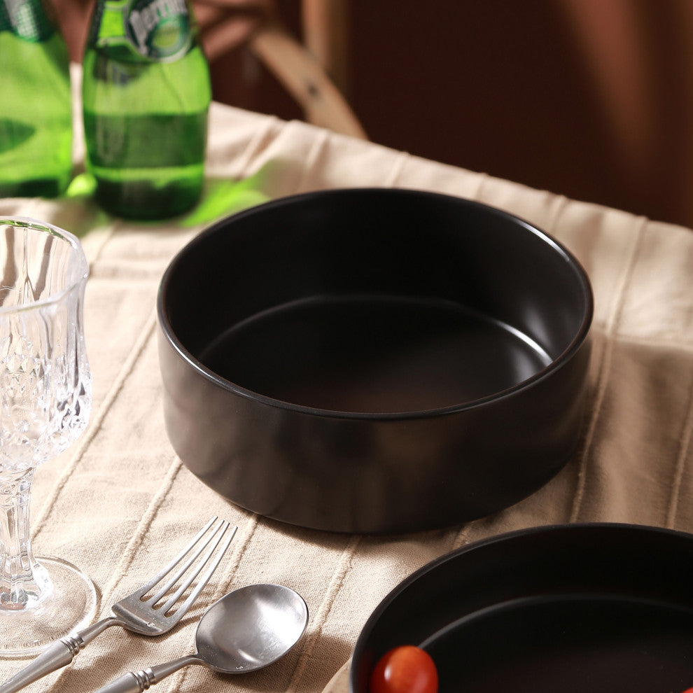 2-Piece Stone Lain Celina Stoneware Service Bowl Set, Black