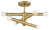 6 Light Modern Ceiling Light in Aged Brass
