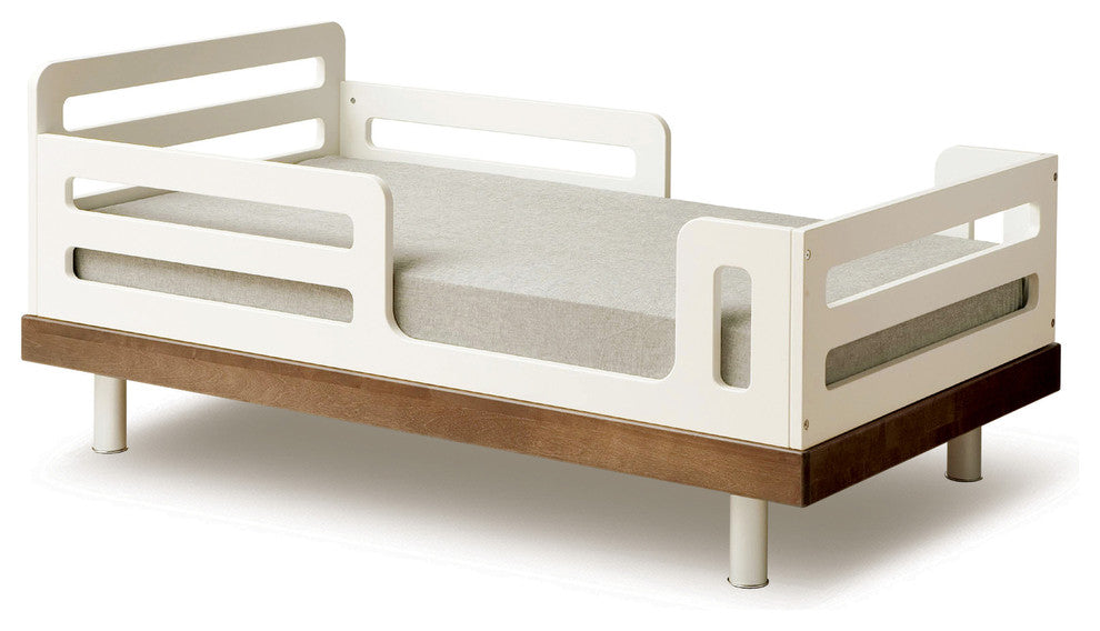 Classic Toddler Bed, Walnut and White