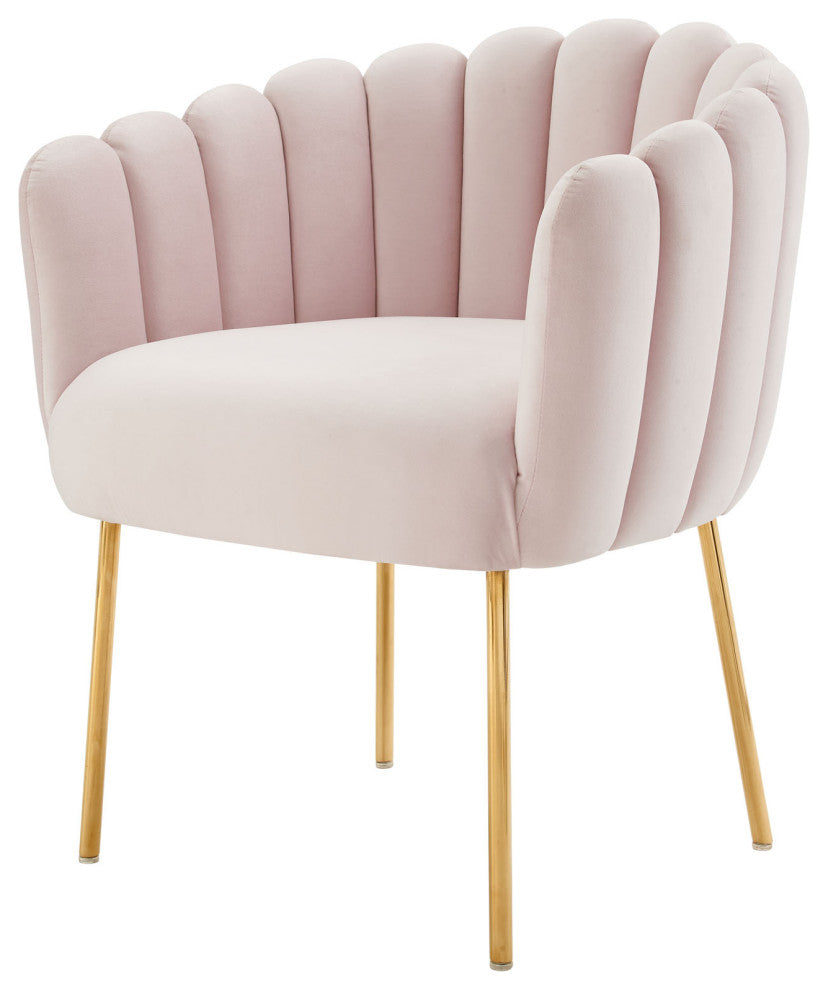 Armchair Accent Tufted Chair, Pink, Velvet, Modern, Mid Century Hotel Lounge