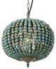 Couvin | Retro Wooden Beads Chandelier for Living Room, Round Blue