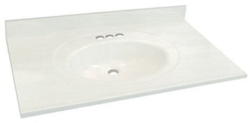 Cultured Marble Bathroom Vanity Top, White on White, 31"x31"x22"
