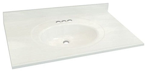 Cultured Marble Bathroom Vanity Top, White on White, 31"x31"x22"