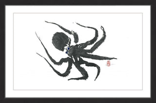 "Hunting Octopus" Framed Painting Print, 24"x16"