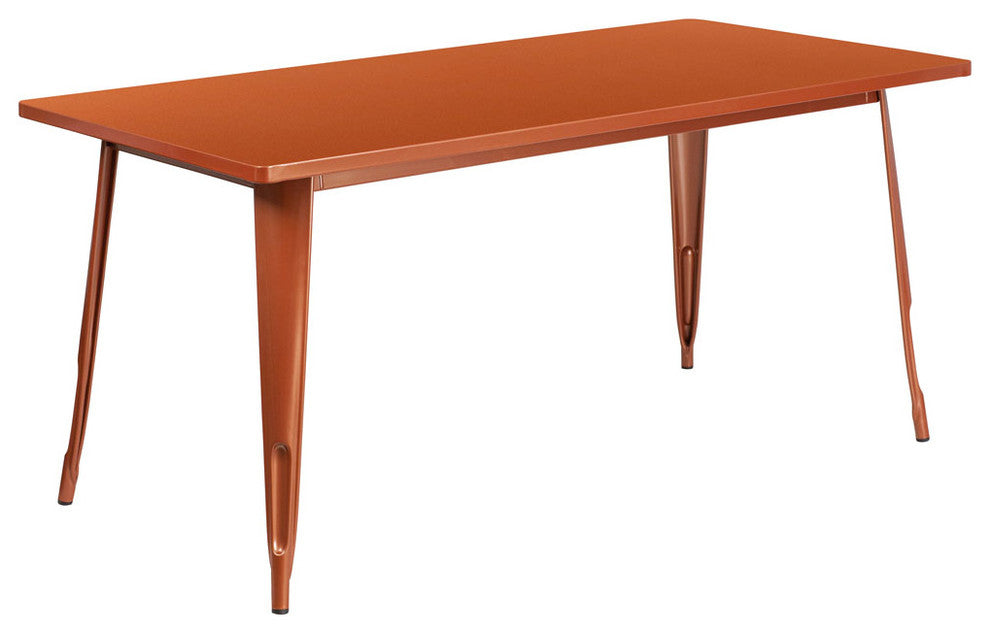 Restaurant Tables and Chairs, "Vinch" Rectangular Outdoor Bistro Table, Copper
