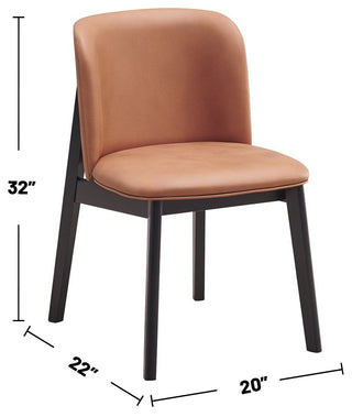 Set of 2 Upholstered Side Chairs in Camel and Black