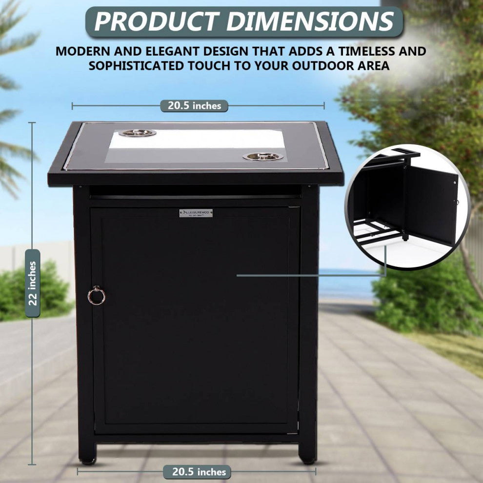 LeisureMod Walbrooke Patio Square Tank Holder, Black