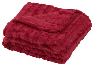 Derby Double Sided Faux Fur Throw Blanket, Chili Pepper