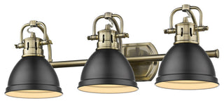 Duncan 3 Light Bath Vanity, Aged Brass With A Matte Black Shade