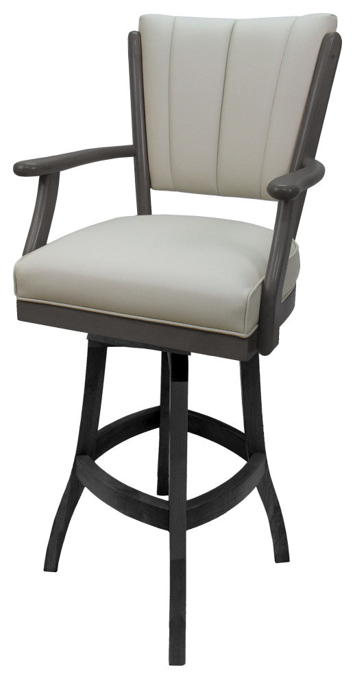 Classic Extra Tall Bar Stool, Ocean Beige Vinyl, Dark Gray, 34"