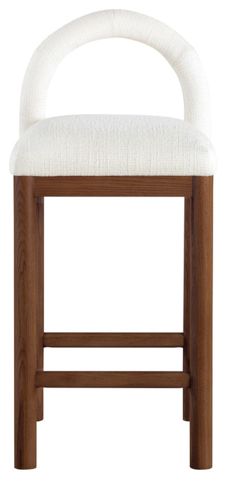 Conrad Upholstered Bar and Counter Stool, Cream, Linen Textured Fabric, Brown
