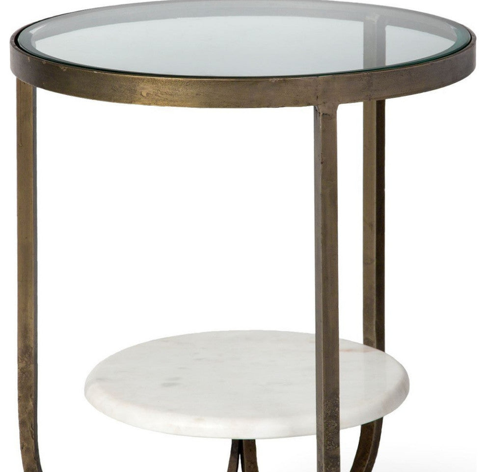24" White Glass Round End Table