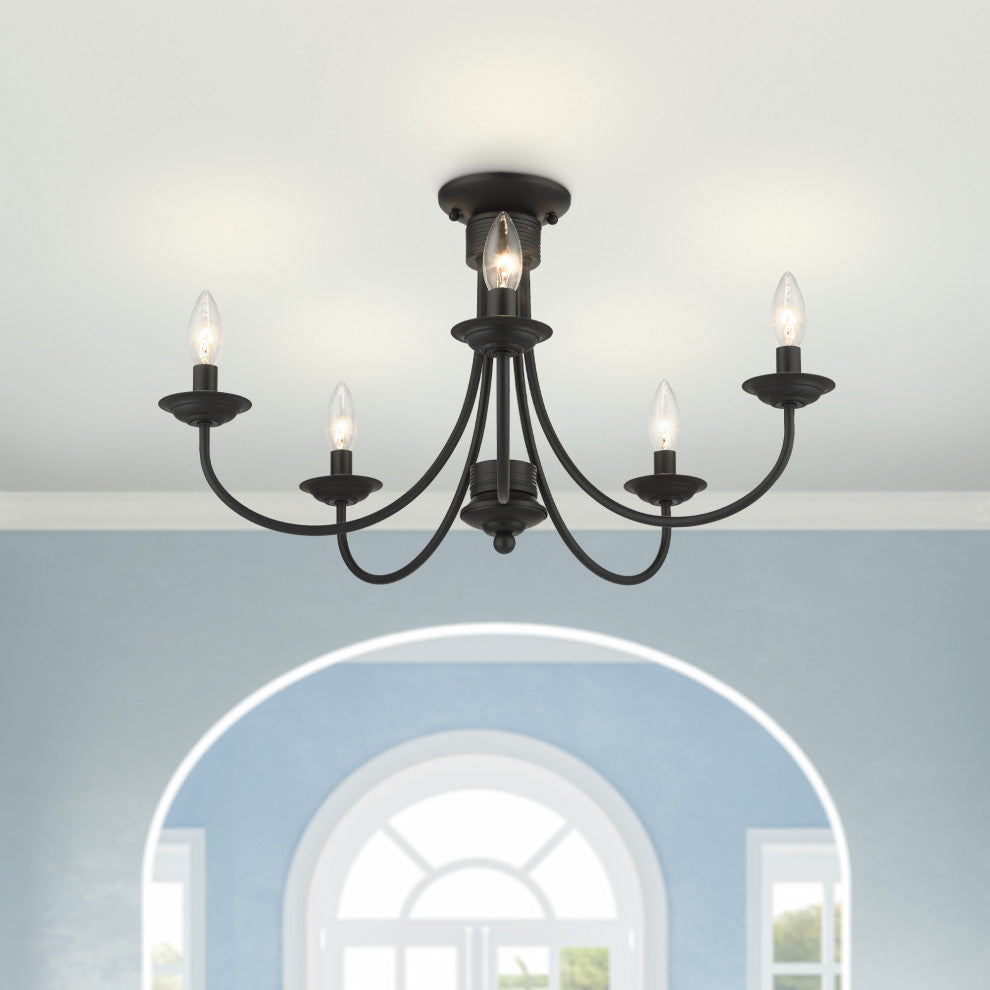 Livex Lighting Estate 5-Light Black Large Semi-Flush