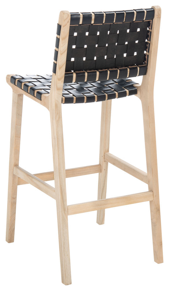 Safavieh Adah Leather Bar Stool, Black / Natural