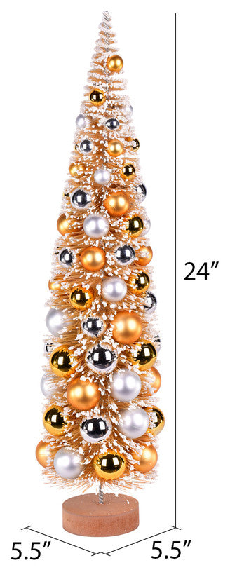 Vickerman Ls204224 24" Gold Artificial Christmas Tree, Gold, Silver Ornament