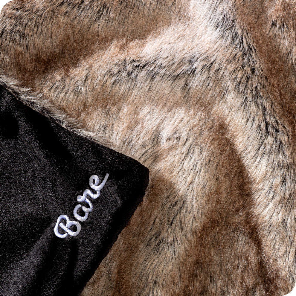 Faux Fur Blanket Ultra-Soft, Cozy, Variegated Chestnut, Oversized, 60"x80"
