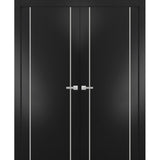 Solid French Double Doors 84 x 96 | Planum 0410 Matte Black with