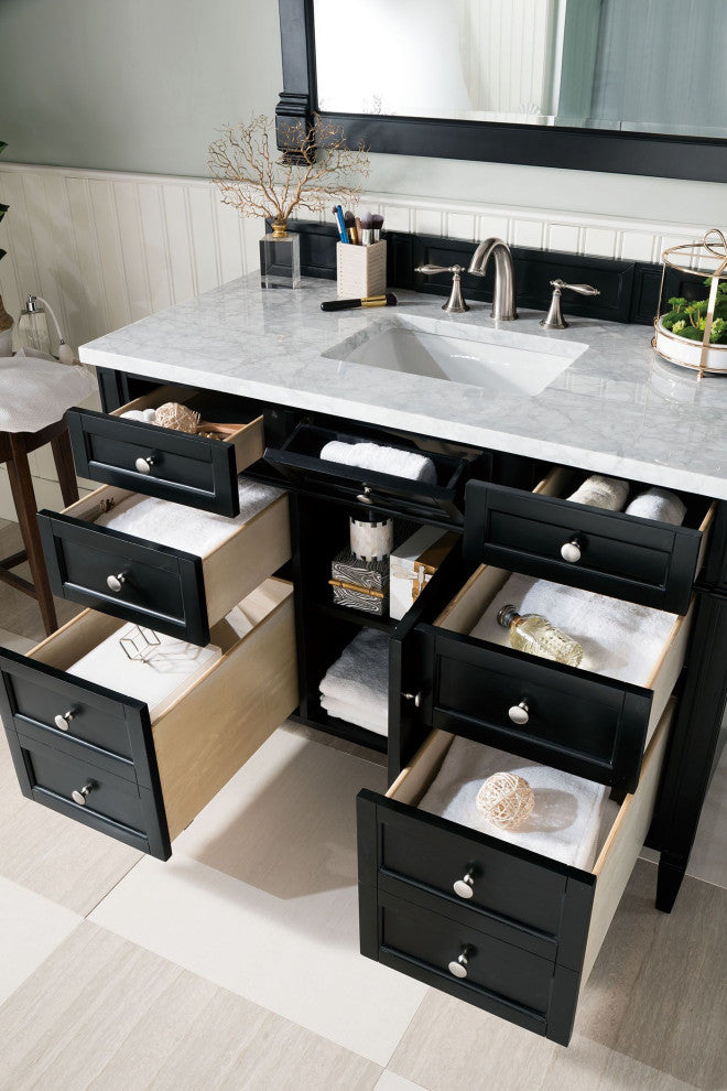 James Martin 650-V48-BKO-3CAR Brittany 48" Single Vanity w/ Carrara Marble Top