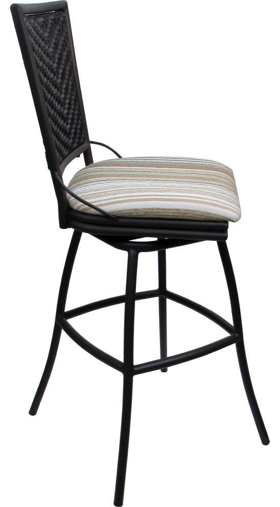 Outdoor Patio Swivel Counter Bar Stool Extra Tall without Arms - Erin, Driftwood Whitelinen - Gray, 30"