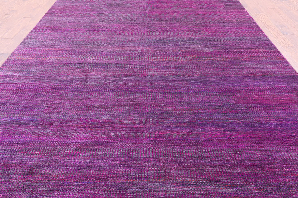 8' 11" X 18' 3" Super Savannah Gabbeh Handmade Wool and Silk Rug Q6868